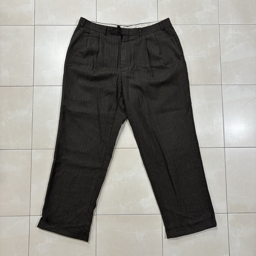 Vintage Lauren Ralph Lauren Pleated Dress Pants Men's 34 Plaid Brown Trouser